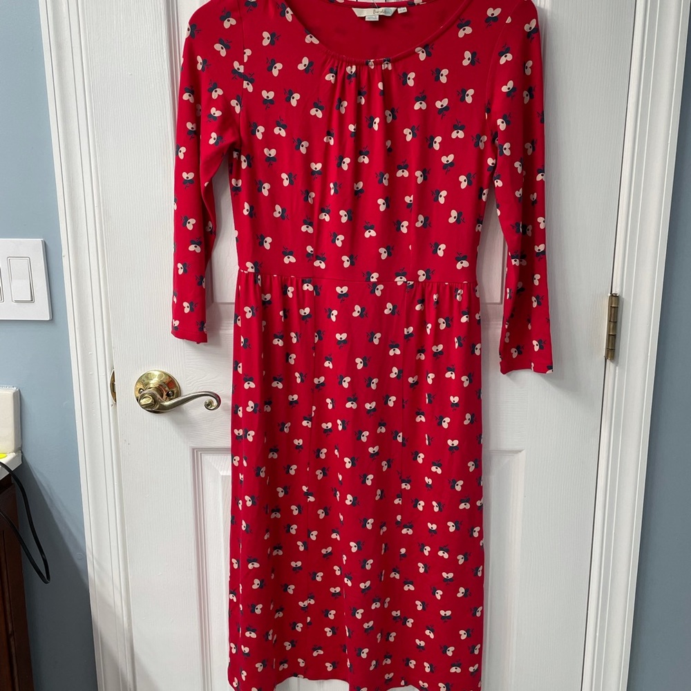 Boden 3/4 Sleeve Red Dress